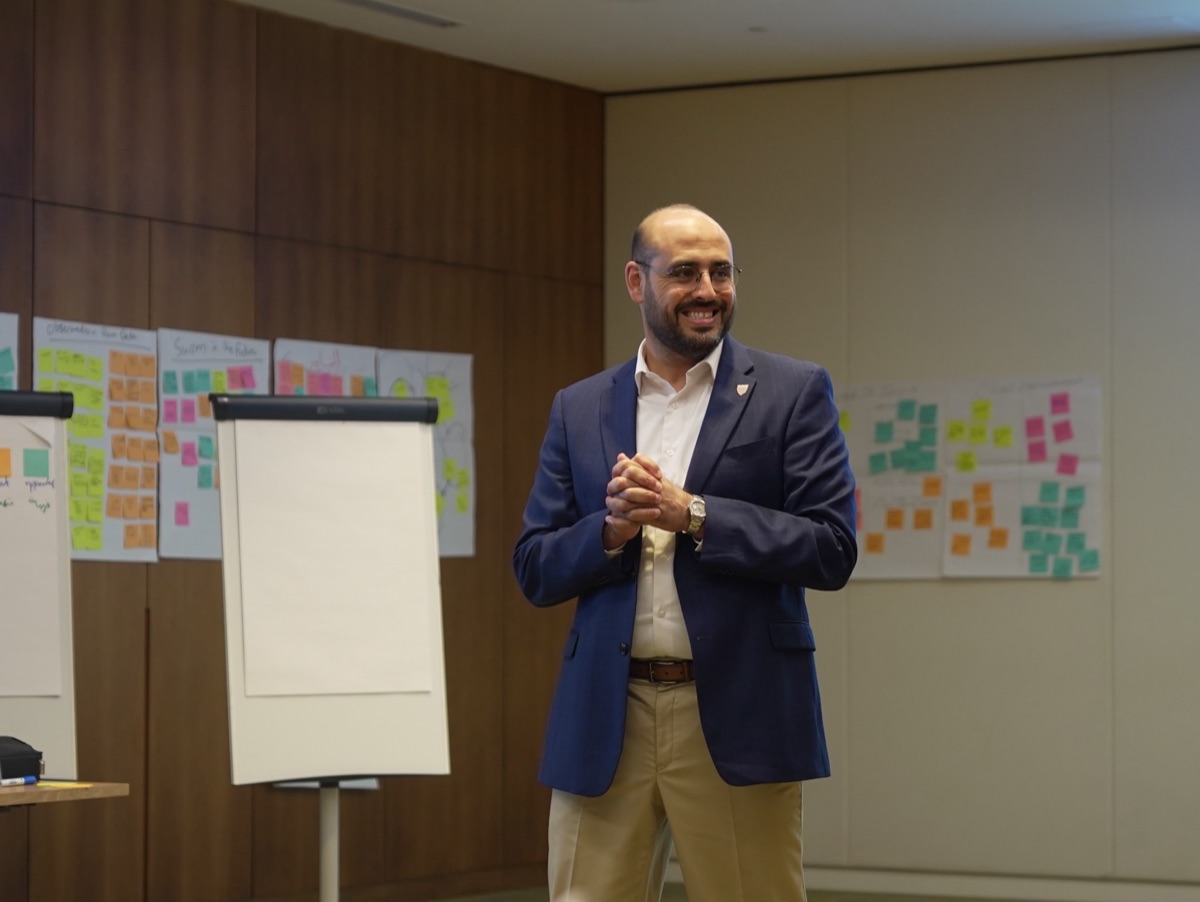 Omar Awad presenting to workshop participants